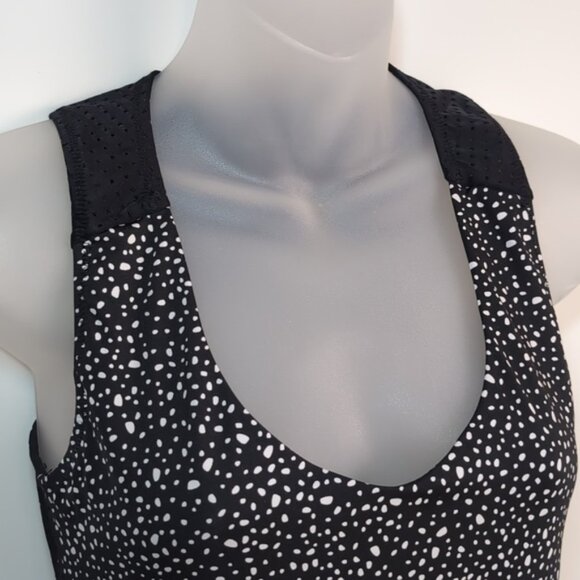 Nike Spotted One Piece Swimsuit Sporty Athletic Mesh Open Back Keyhole Black - Picture 4 of 14